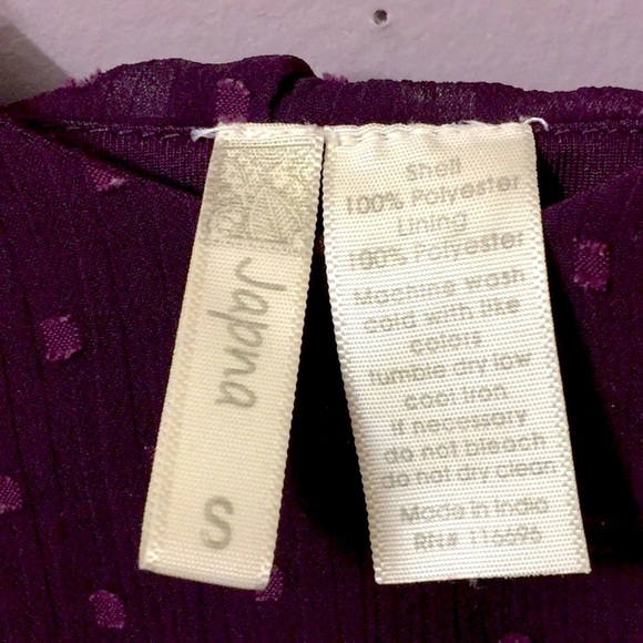 SWISS dot sheer lined cami/flutter racerback tank plum/eggplant. Small. - Picture 5 of 9